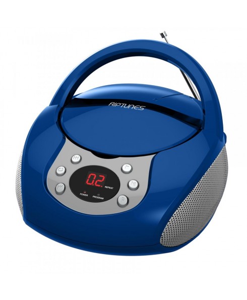 Riptunes Portable CD AM/FM Boombox, Blue