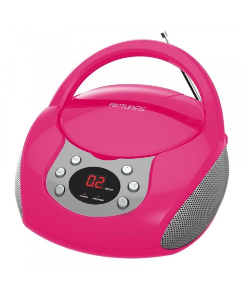 Riptunes Portable CD AM/FM Boombox, Pink