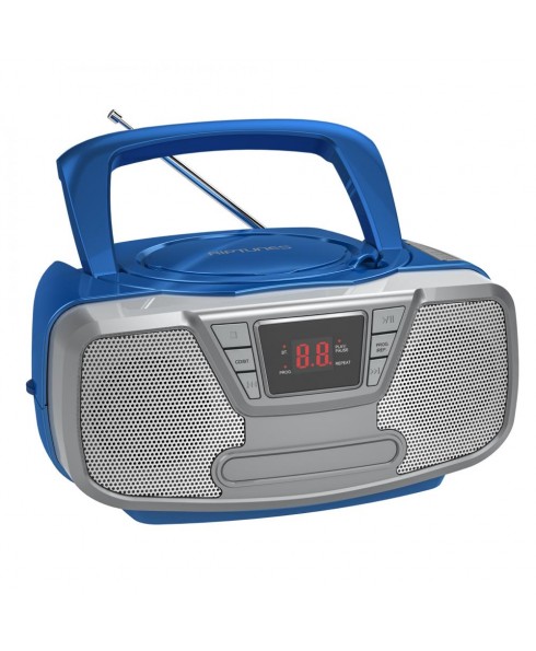 Riptunes Bluetooth Portable CD Boombox with AM/FM Radio, Blue