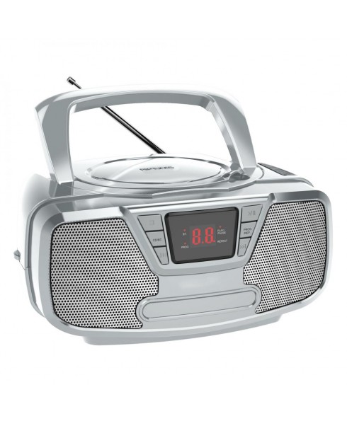Riptunes Bluetooth Portable CD Boombox with AM/FM Radio, Silver