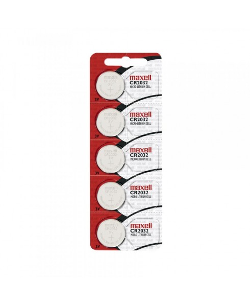 Maxell 2032 Micro Lithium 3V Coin Battery, Sold in strips of 5 only