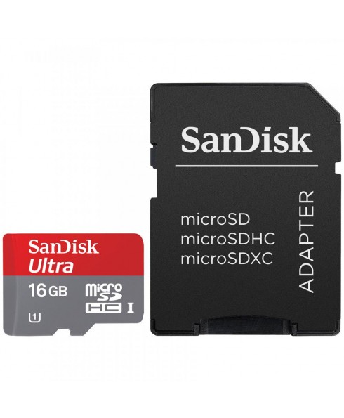 SanDisk Ultra microSDHC 16GB UHS-I U1 Memory Card with SD Adapter