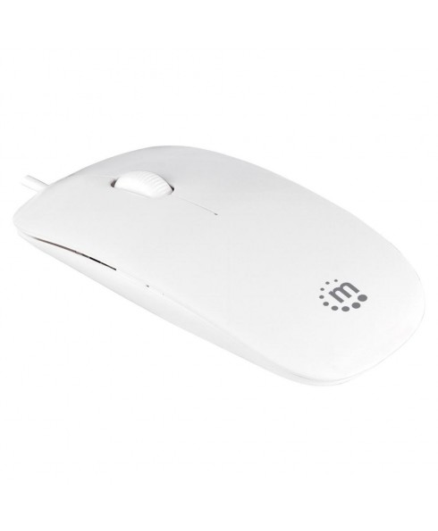 Manhattan Products Silhouette Optical 1000 dpi USB Mouse, Three Buttons with Scroll Wheel, White