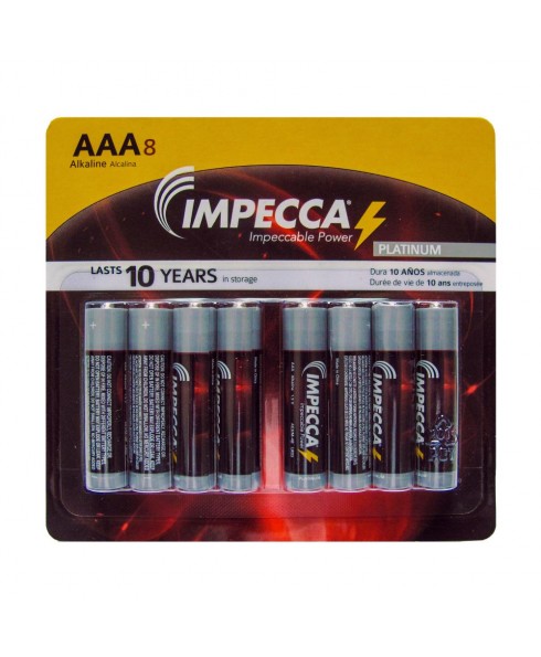 IMPECCA Alkaline AAA LR03 Platinum Batteries 8-Pack