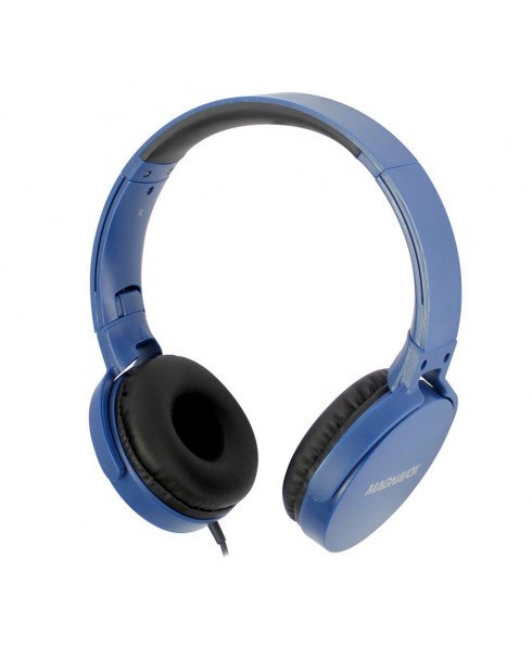 Magnavox Foldable Stereo Headphone with Microphone, Blue