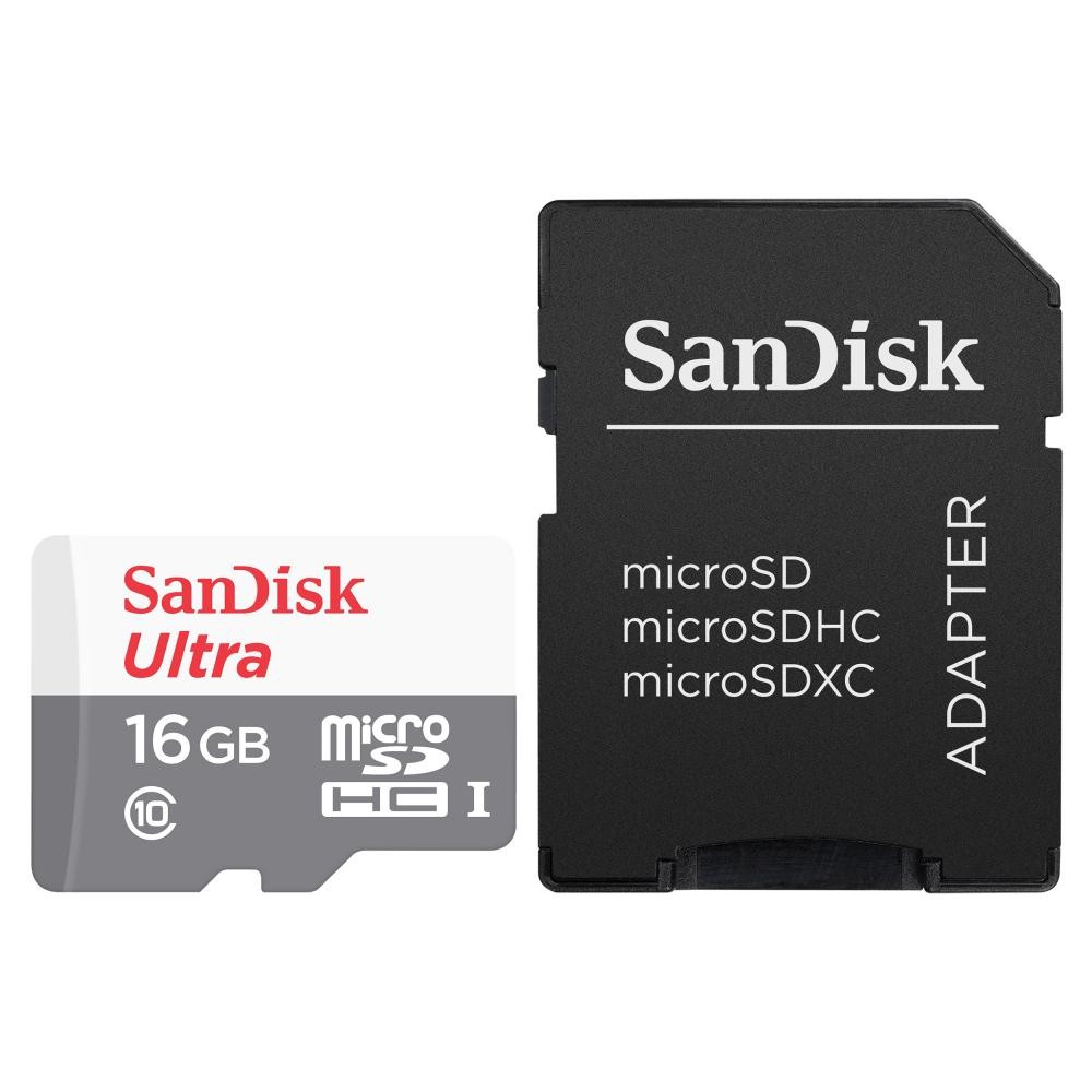 Карта памяти SanDisk MicroSD 16Gb Class 10 Ultra Android UHS-I (80 Mb/s) с SD адаптером 3