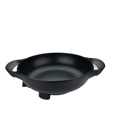 Brentwood 13-Inch Non-Stick Flat Bottom Electric Wok Skillet with Vented Glass Lid - Black