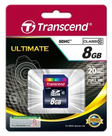 Transcend SDHC 8GB Class 10 SD3.0 Flash Card 133x Great for FullHD Recording