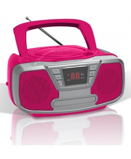 Riptunes CDB-232BT Bluetooth Portable CD Boombox with AM/FM Radio, Pink