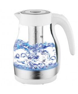 Brentwood 1.7L Cordless Glass Electric Kettle with Tea Infuser - White