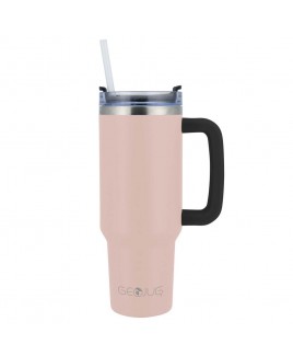 Brentwood Brentwood Geojug 40oz Insulated Stainless Steel Tumbler Cup With Handle, Lid, and Straw (CMB-1200PK) - Pink