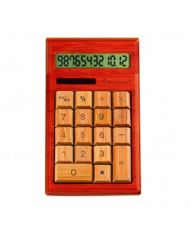 IMPECCA CB1205 12-Digits Bamboo Custom Carved Desktop Calculator - Cherry Color