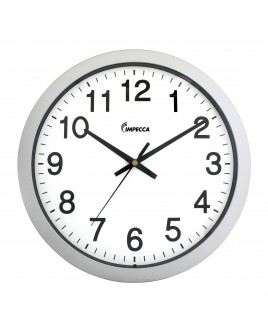 IMPECCA 14 Inch Sweep Movement Wall Clock, Silver Frame