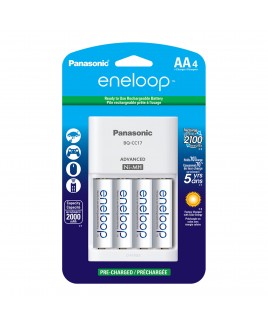 Panasonic 4 Position Advanced Charger + eneloop AA 4-Pack 2100 Cycle Rechargeable Batteries