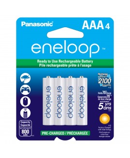 Panasonic eneloop AAA 4-Pack 800mAh Pre-Charged Batteries - Recharge up to 2100 times