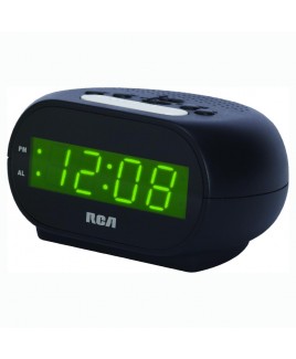 RCA Single Wake Alarm Clock with 0.7in Green LED Display