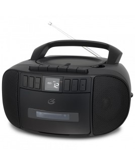 GPX BCA209B CD, Cassette, AM/FM Radio Boombox with Aux-in