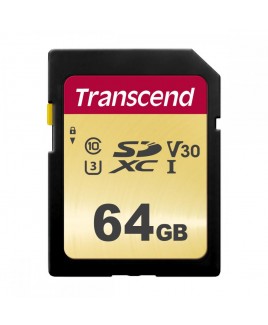 Transcend 64GB 500S SDXC UHS-I Class 10 U3 V30 4K Memory Card