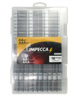 IMPECCA Alkaline AA 60 & AAA 40-Pack Platinum Batteries 