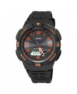 Casio Digital/Analog Watch - Glossy Black Orange Solar, 5 Alarms