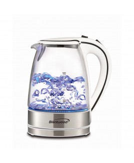 Brentwood 1.7L Tempered Glass Tea Kettle - White