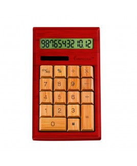 IMPECCA CB1204 12-Digits Bamboo Custom Carved Desktop Calculator - Mahogany Color