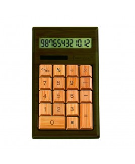 IMPECCA CB1203 12-Digits Bamboo Custom Carved Desktop Calculator - Walnut Color