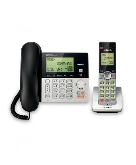 Vtech DECT 6.0 Expandable Corded/Cordless Phone with Answering System and Caller ID, Silver/Black