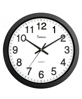 IMPECCA 14 Inch Sweep Movement Wall Clock, Black Frame