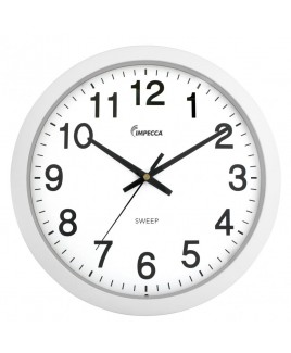 IMPECCA 14 Inch Sweep Movement Wall Clock, White Frame